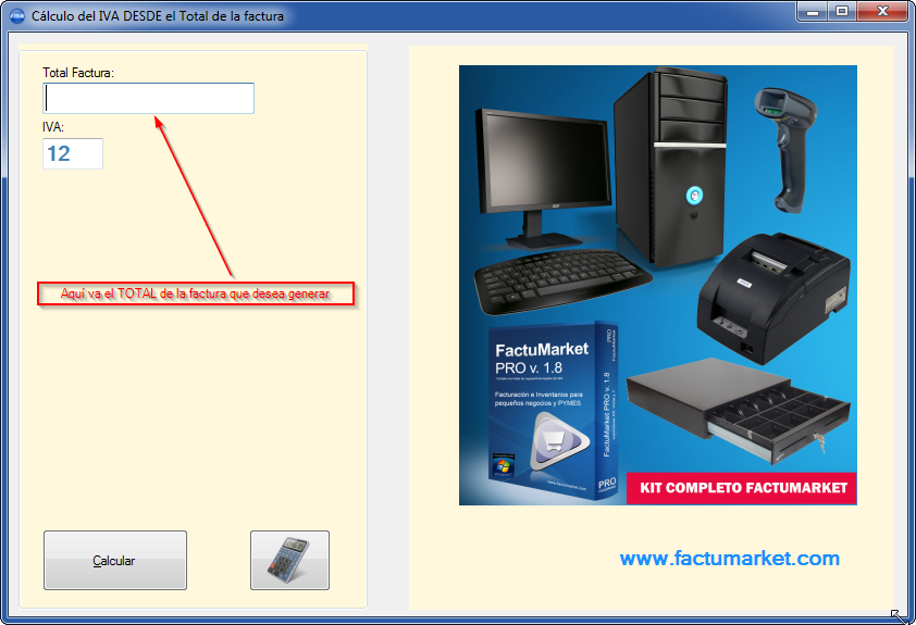 herramienta subtotal e iva a partir del total