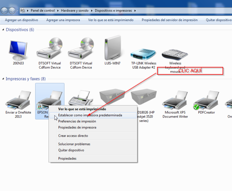 ELEGIR IMPRESORA PREDETERMINADA WINDOWS 7